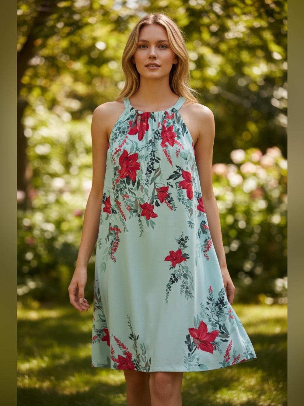 White House Black Market Reversible Mint & Floral Dress SzL